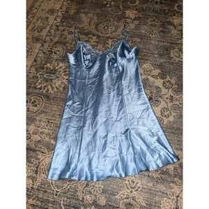 Vintage Victoria's Secret Y2K 2000 Blue Satin Slip Dress